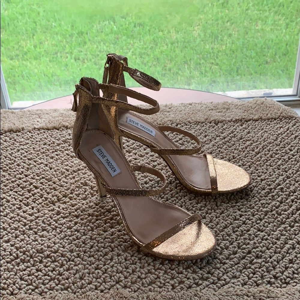 Steve Madden Bronze Ankle Strap open toe shoes